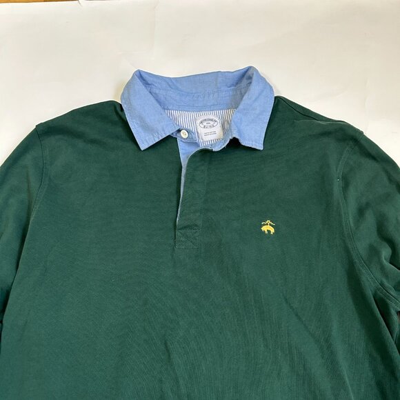 Brooks Brothers Rugby Shirt Mens XXL Green Embroidered Kangaroo Pocket Preppy - Picture 7 of 15